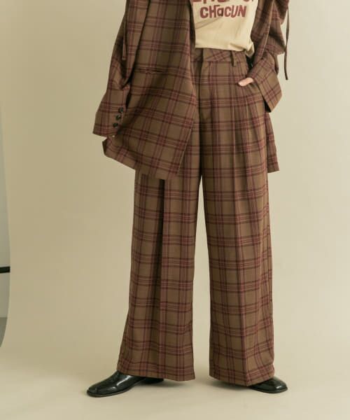 セール】 ダブルタックWIDEチェックパンツ （その他パンツ