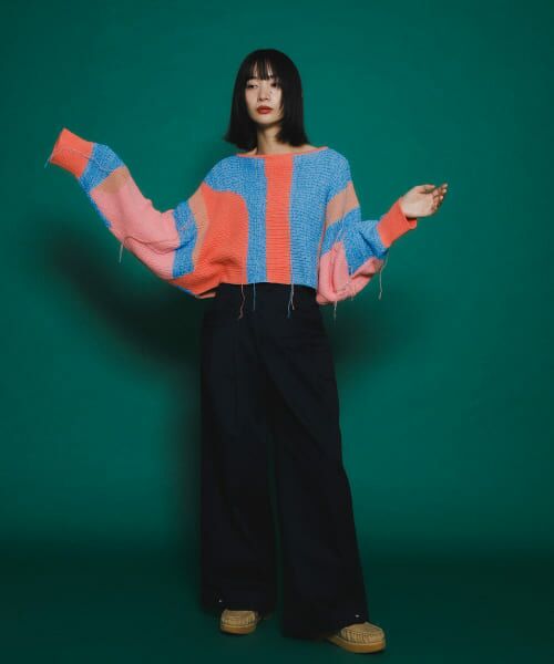 セール】 アートフリンジクロップドニット （ニット・セーター