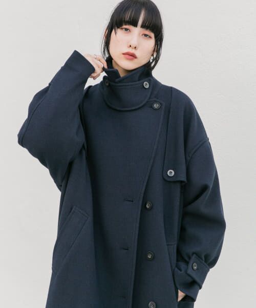 セール】 『2サイズ展開』コクーンロングコート （ステンカラー