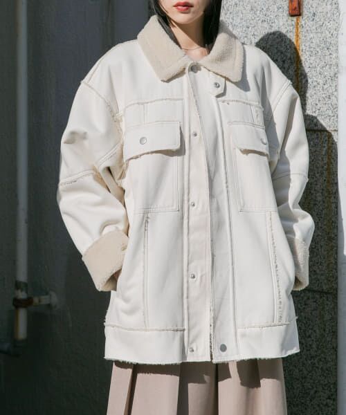 ＊＊KBF / ケービーエフ その他アウター | オーバーサイズボアジャケット（IVORY）