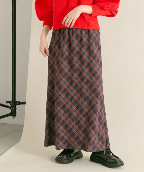 ＊＊KBF / ケービーエフ スカート | チェックナロースカート（NAVY×RED）