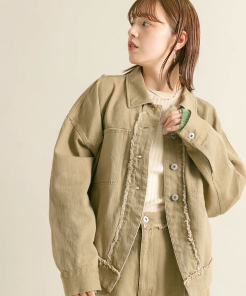 ＊＊KBF / ケービーエフ その他アウター | フリンジカーブヘムジャケット（KHAKI）