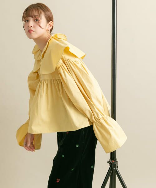＊＊KBF / ケービーエフ シャツ・ブラウス | ダブルフリルカラーブラウス（YELLOW）