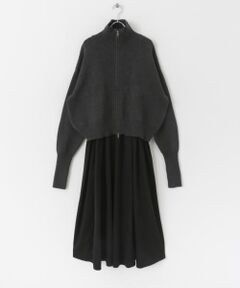 フロントZIPニットセットキャミワンピース
