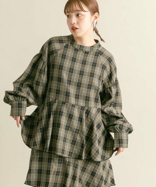 sunset park チェック柄 ティアードミニワンピース