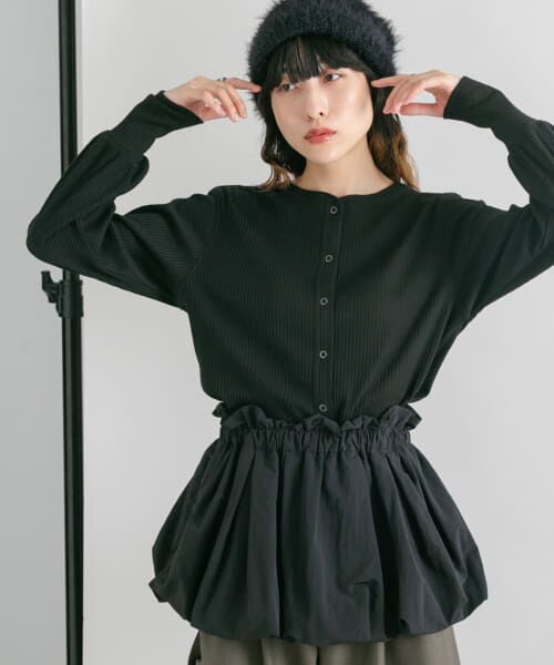 ＊＊KBF / ケービーエフ カーディガン・ボレロ | バルーンパーツSETリブトップス（BLACK×BLK）