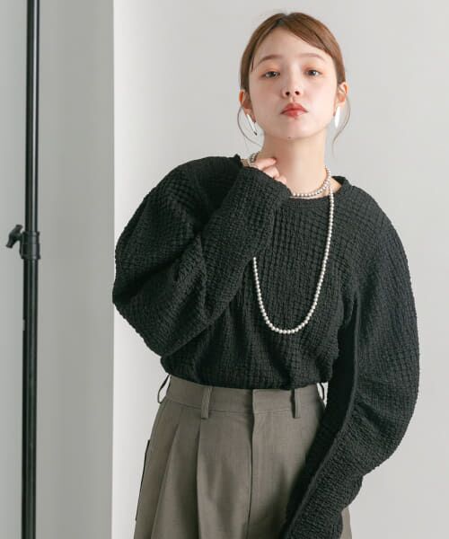 ＊＊KBF / ケービーエフ Tシャツ | カーブスリーブカットソー（BLACK）