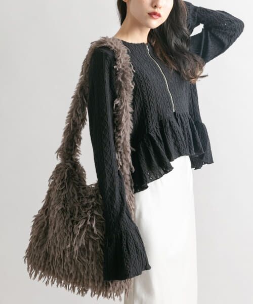 ＊＊KBF / ケービーエフ Tシャツ | ペプラムレーストップス（BLACK）