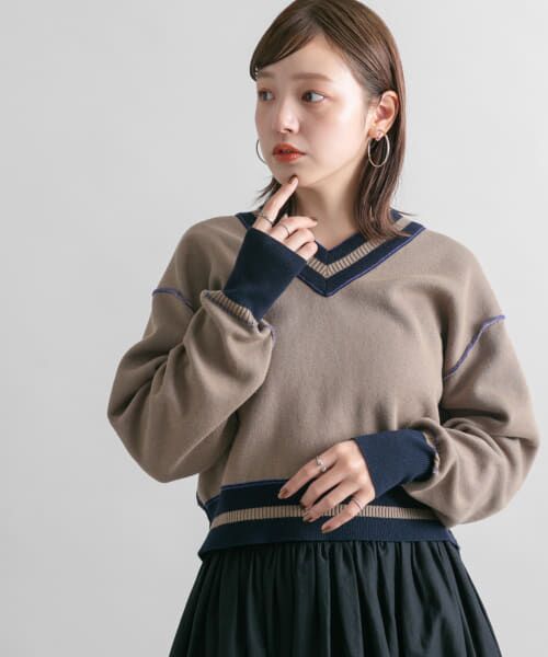 セール】 『2サイズ展開』リバーシブルVネックニット （ニット