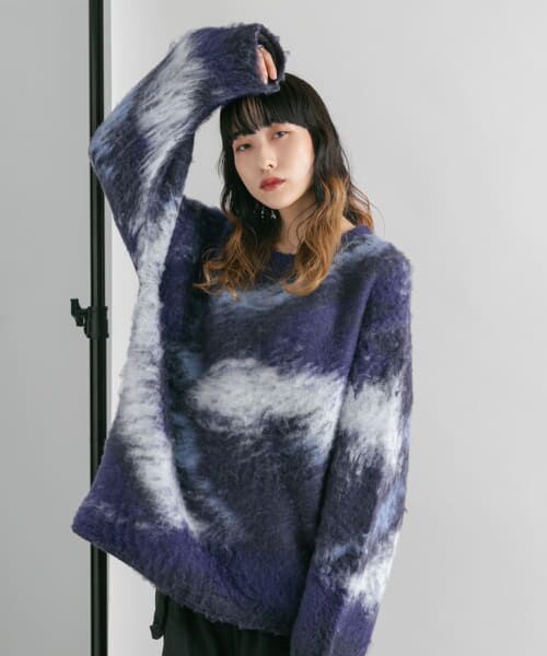 超美品❣️PEARLY GATES ふわふわシャギー 異素材コンビ　ボーダーニット 超美品❣️PEARLY GATES ふわふわシャギー 異素材コンビ