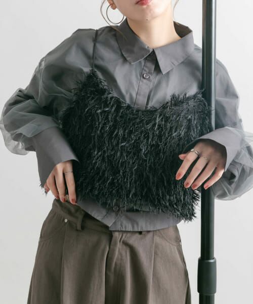 ＊＊KBF / ケービーエフ シャツ・ブラウス | シャギービスチェ（BLACK）