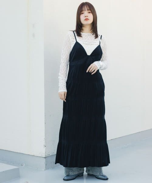 ＊＊KBF / ケービーエフ ワンピース | マジョリカプリーツキャミワンピース（BLACK）