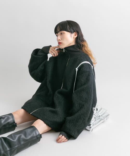 ＊＊KBF / ケービーエフ その他アウター | ハイネックシャギーコート（BLACK）