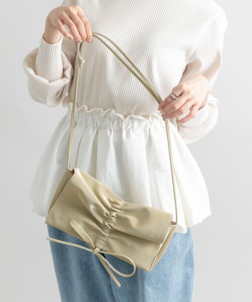 ＊＊KBF / ケービーエフ ショルダーバッグ | リボンギャザーBAG（BEIGE）