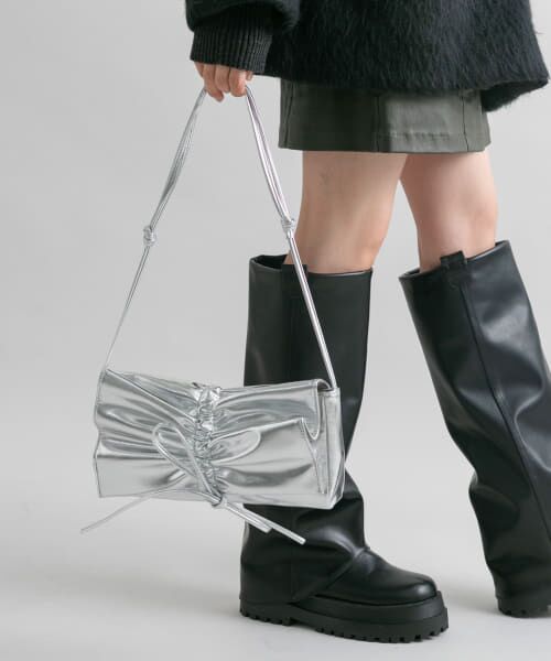 ＊＊KBF / ケービーエフ ショルダーバッグ | リボンギャザーBAG（SILVER）