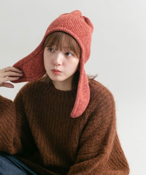 ＊＊KBF / ケービーエフ ニットキャップ | ロングイヤーフラップニットキャップ（RED）