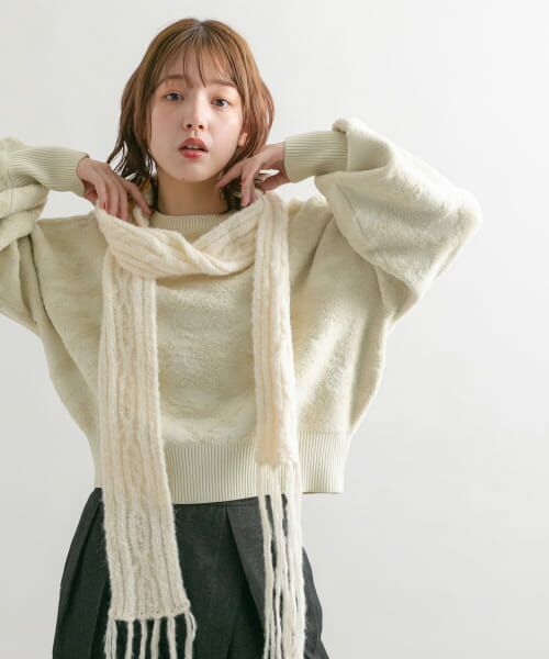 ＊＊KBF / ケービーエフ マフラー・ショール・スヌード・ストール | スキニーロングマフラー（IVORY）