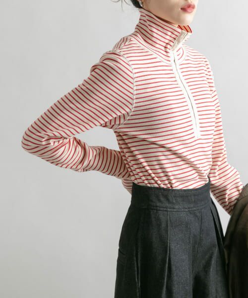 nagonstans ボーダートップス nagonstans(ナゴンスタンス)｜MIX Border Twist Sleeve ロングT