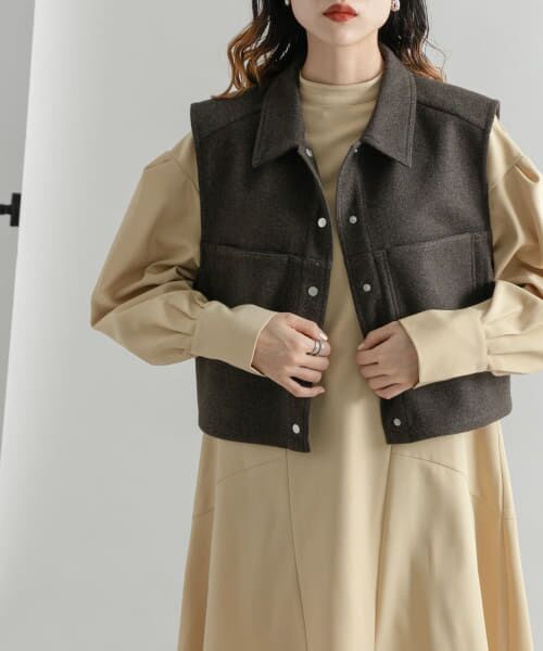 ＊＊KBF / ケービーエフ その他アウター | メルトンコンパクトベスト（D.BROWN）