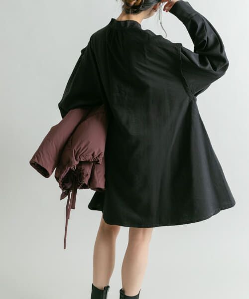 ECU/Delphoi/エキュウ/デルフィー 総刺繍 ワンピース 日本製 黒 セール】 ステッチデザインスキッパーワンピース （ワンピース