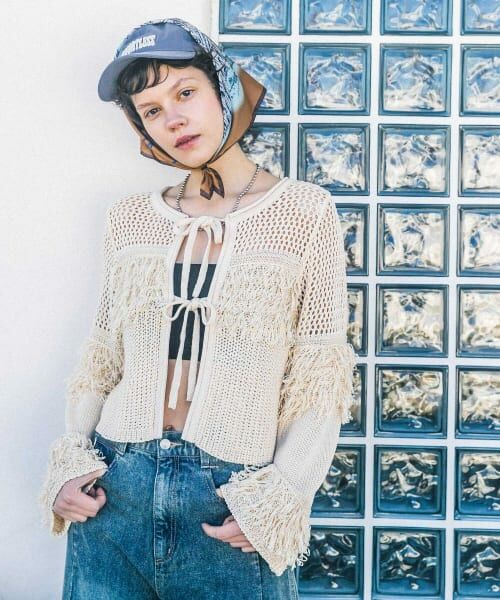 ＊＊KBF / ケービーエフ ニット・セーター | 2WAYループ編みリボンニット（NATURAL）