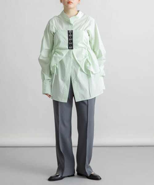 ＊＊KBF / ケービーエフ シャツ・ブラウス | ホックビスチェSETブラウス（L.GREEN）