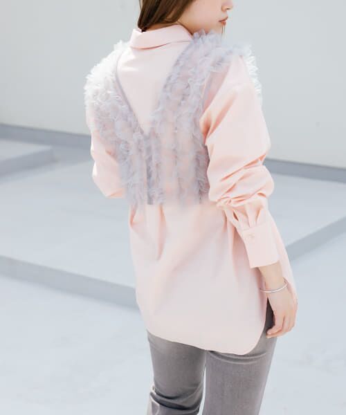 ＊＊KBF / ケービーエフ シャツ・ブラウス | シアーフリルSETシャツ（PINK×GRAY）