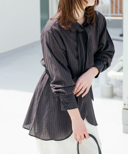 ＊＊KBF / ケービーエフ シャツ・ブラウス | ウエストマークチェックシャツ（BROWN）