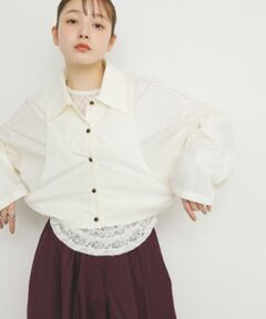 バックギャザークロップドシャツ