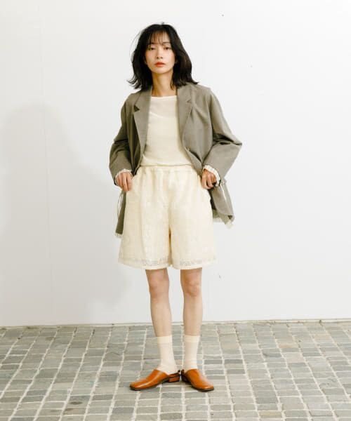 KBF シアーエンブロイダリーハーフパンツ ライトブルー シアーエンブロイダリーハーフパンツ[KBA4-24R100]｜URBAN