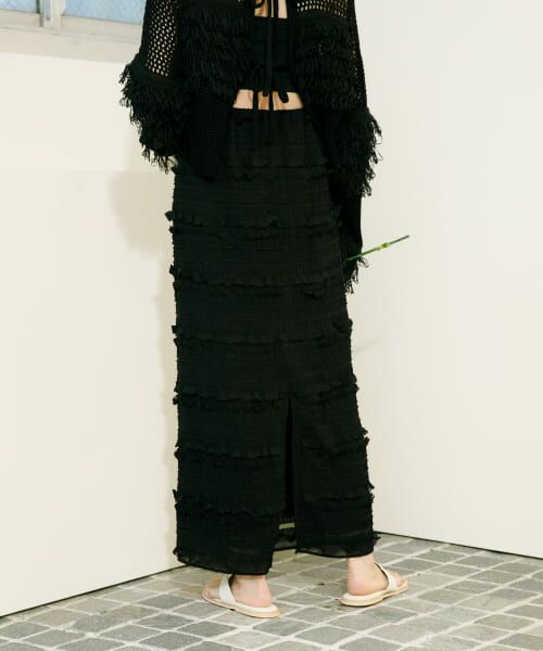 ＊＊KBF / ケービーエフ スカート | Iラインフリルスカート（BLACK）