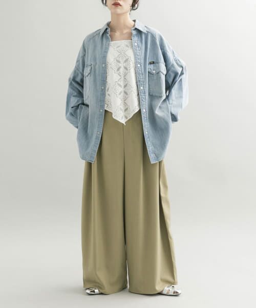 お金持ちの家政婦NEIGHBORHOOD ワイドパンツ センタープレスワイドパンツ｜ 美脚 きれいめ センタープレス