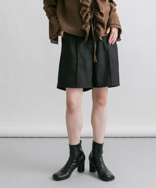 ＊＊KBF / ケービーエフ ショート・ハーフ・半端丈パンツ | ピンタックショートパンツ（BLACK）