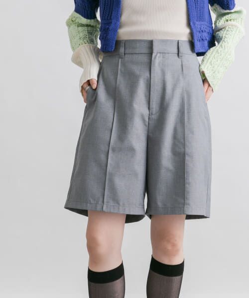 ＊＊KBF / ケービーエフ ショート・ハーフ・半端丈パンツ | ピンタックショートパンツ（L.GRAY）