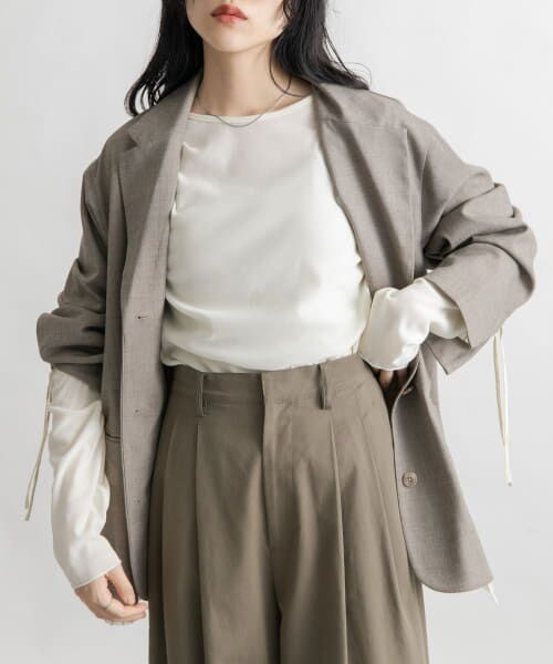 ＊＊KBF / ケービーエフ Tシャツ | シアーベロアドレープトップス（IVORY）