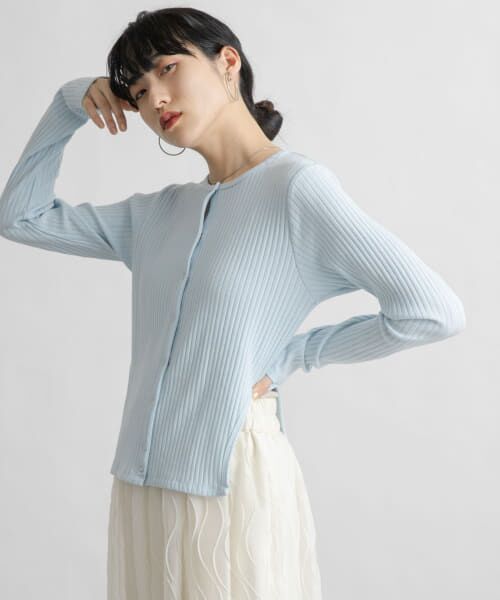 ＊＊KBF / ケービーエフ ニット・セーター | サイドカットアウトリブトップス（L.BLUE）