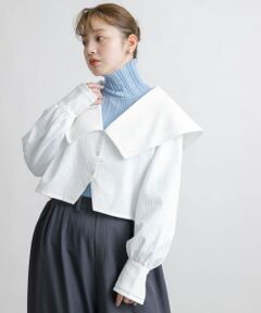 ワイドカラークロップドブラウス