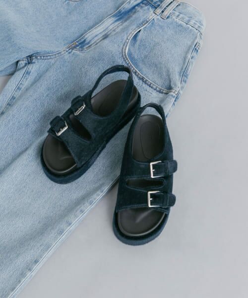 ＊＊KBF / ケービーエフ サンダル | プラットフォームファーサンダル（NAVY）