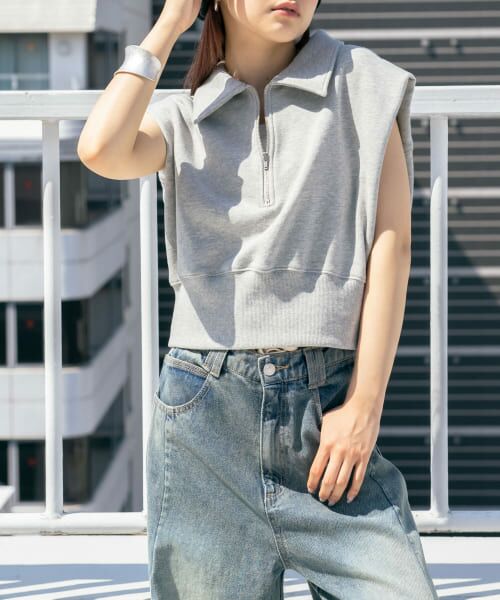 ＊＊KBF / ケービーエフ スウェット | ショルダータックZIPスウェット（TOP GRAY）