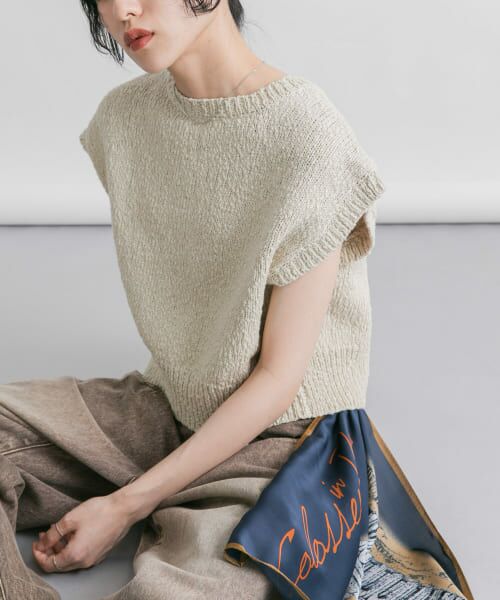 ＊＊KBF / ケービーエフ ニット・セーター | ブークレニットベスト（L.GREIGE）