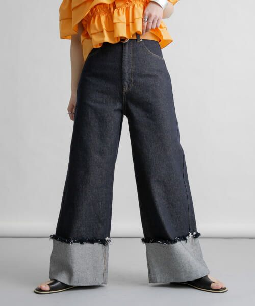 ＊＊KBF / ケービーエフ デニムパンツ | ロールアップワイドデニム（INDIGO）