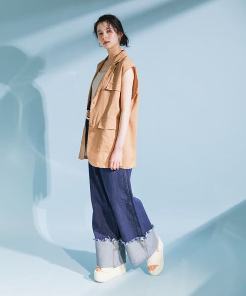 JUNYAWATABE CDG ロールアップ ワイドデニムパンツ ロールアップワイドデニムパンツ