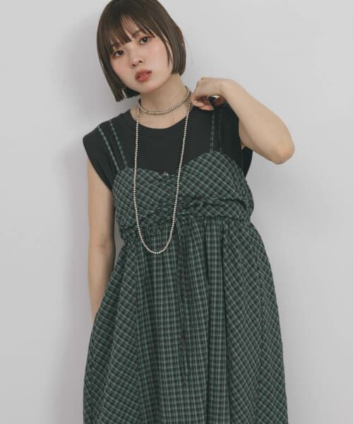 セール】 ドロストチェックキャミワンピース （ワンピース