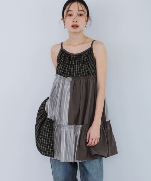 セール】 パッチワークミニキャミワンピース （ワンピース