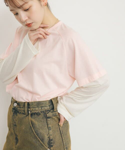 ＊＊KBF / ケービーエフ Tシャツ | シアースイッチングラグランTEE（PINK）