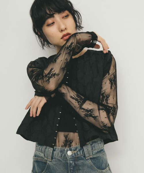 ＊＊KBF / ケービーエフ Tシャツ | シアーレースTEE（BLACK）