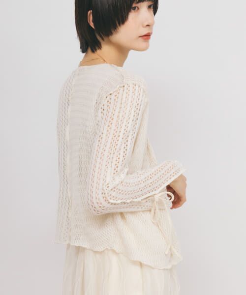 ＊＊KBF / ケービーエフ カーディガン・ボレロ | パッチワークメッシュカーディガン（IVORY）