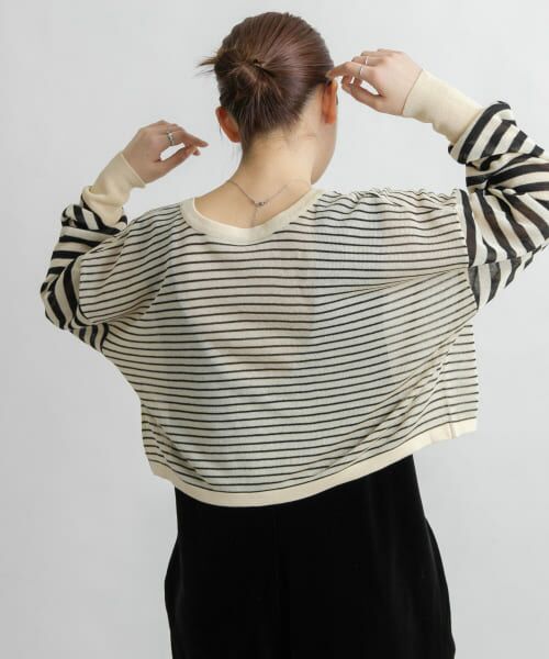 ＊＊KBF / ケービーエフ カーディガン・ボレロ | シアーボーダーカーディガン（IVORY）