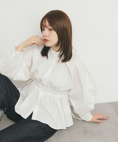 ＊＊KBF / ケービーエフ シャツ・ブラウス | カーブスリーブペプラムブラウス（OFF）