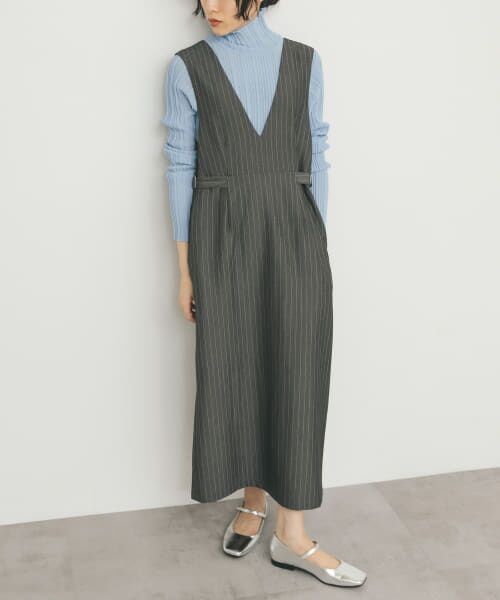 ＊＊KBF / ケービーエフ ワンピース | 『2サイズ展開』ピンストライプジャンパースカート（GRAY）